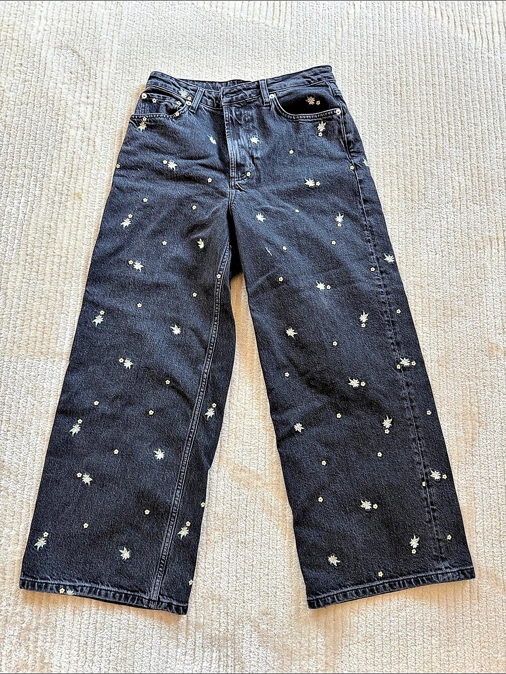 Rails The Getty Crop Floral Wide Leg Jeans Waist 28 Like New